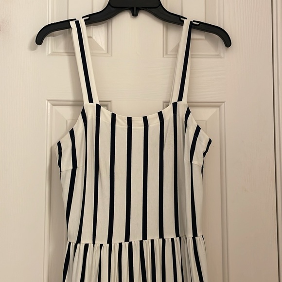 LOFT Striped Tiered Square Neck Dress - Picture 9 of 10